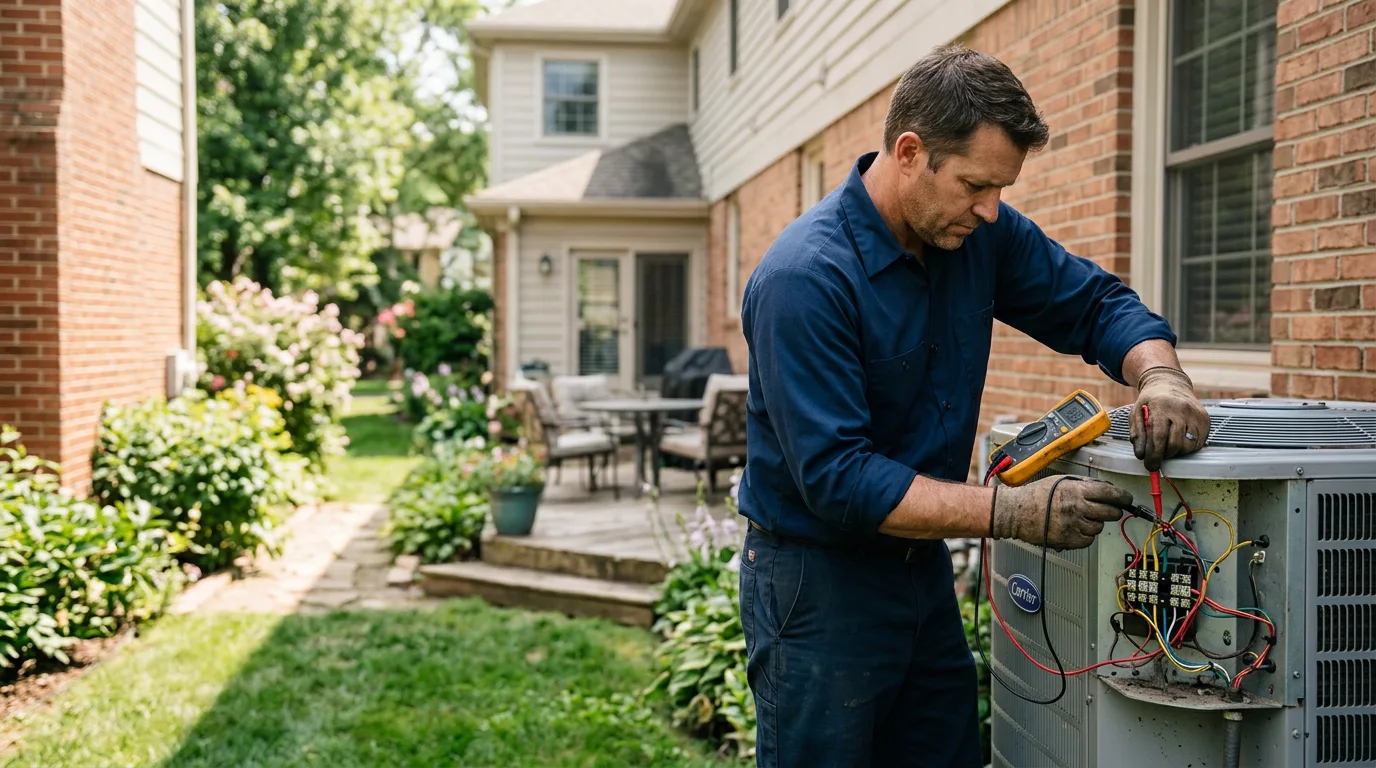 HVAC technician working near Harveysburg, OH